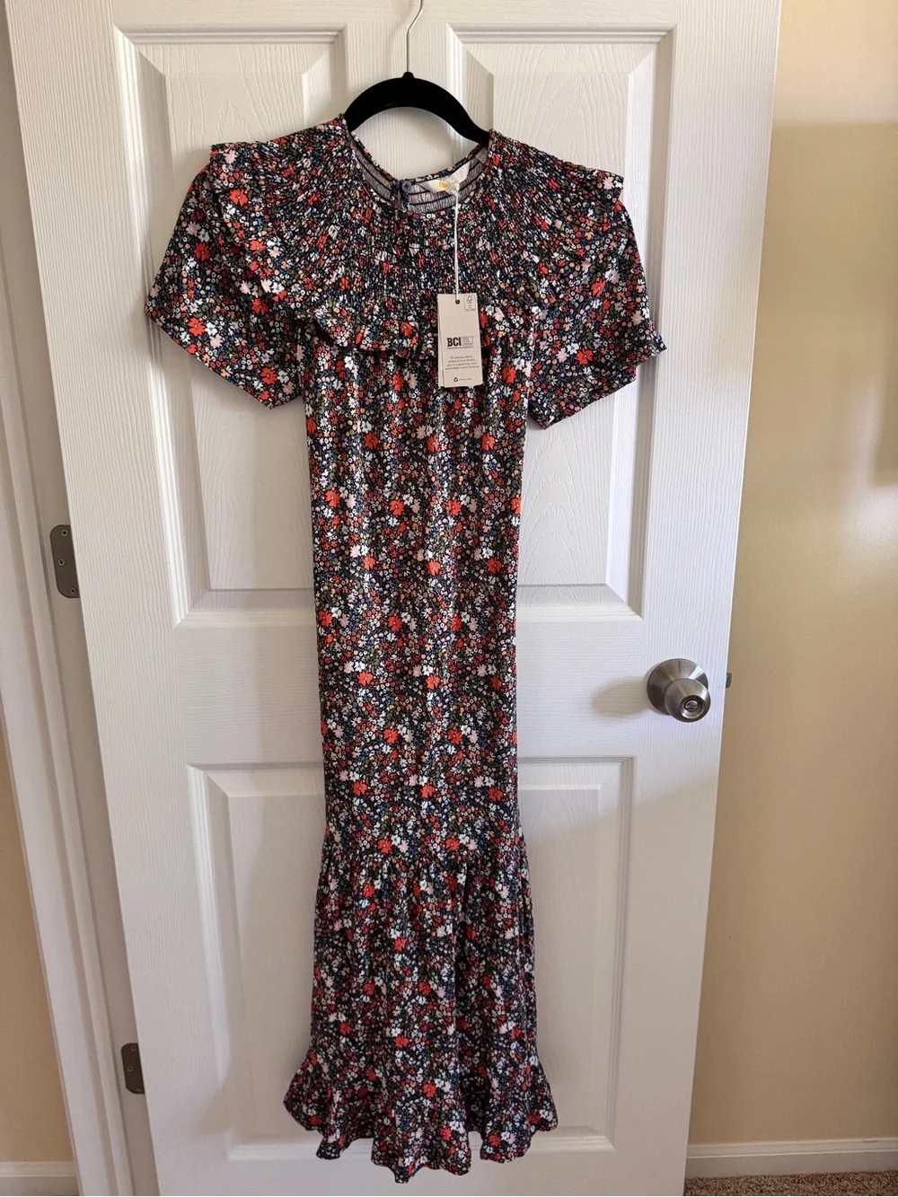 Boden Yoke Floral Smocked Ruffle Midi Maxi Dress in Multicolor Flowers NWT sz2 - Picture 1 of 4